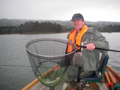 Anthony Tabor with Blagdon rainbow off Green Lawns