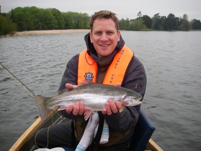 Thomas with the best rainbow in his 1st Blagdon limit bag