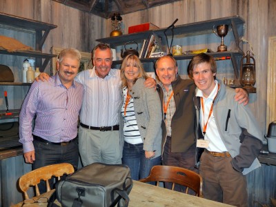 JH, Keith Arthur, Caroline, Gary and Sam Edmonds in the Tight Lines Studio