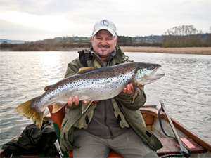 John Horsey with Brown Trout, caught on the fly on Chew Valley Lake