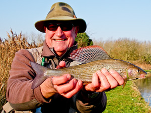 Grayling caught whilst fly fishing on the River Test